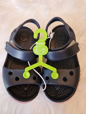 NWT Crocs Kids' Bayaband Sandal - Navy / Pepper - Velcro Strap, Size C 8